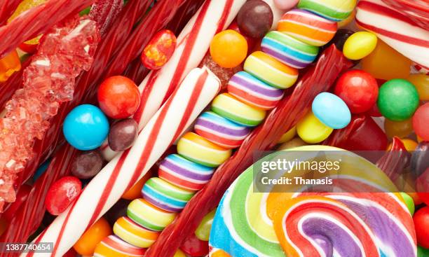 variety of colorful sugar candies - candy jar stock pictures, royalty-free photos & images