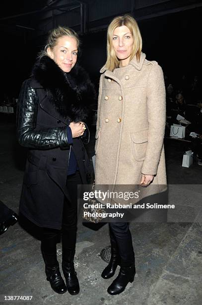 Meredith Melling Burke and Virginia Smith attend the Alexander Wang Fall 2012 fashion show during Mercedes-Benz Fashion Week at Pier 94 on February...