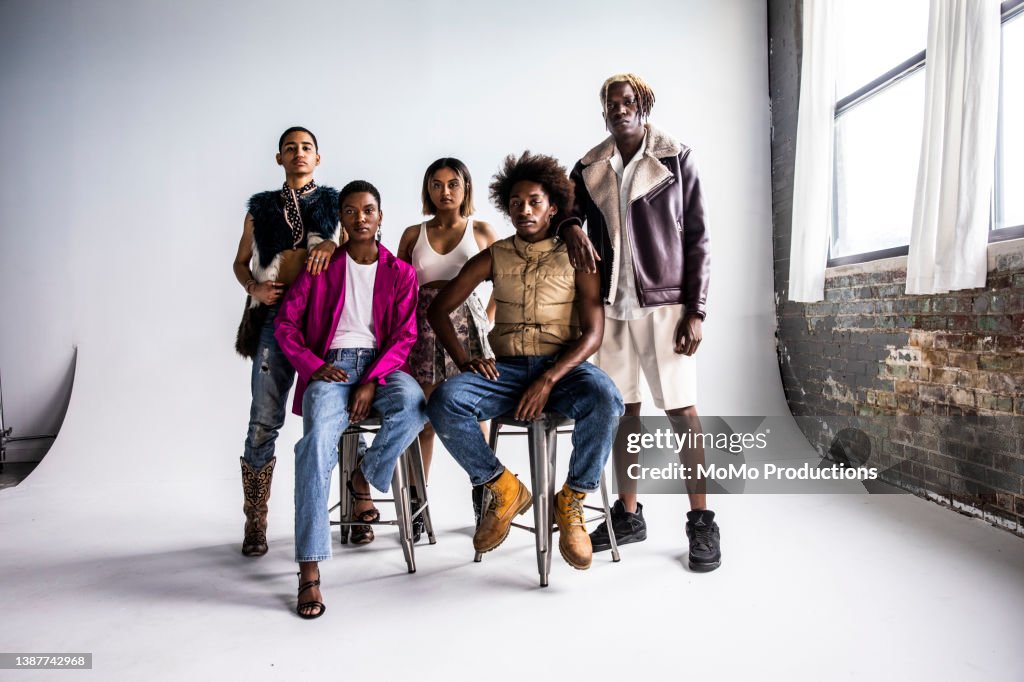 Studio portrait of fashionable young adults