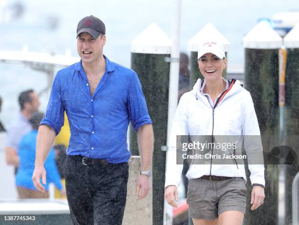 Prince William, Duke of Cambridge and Catherine, Duchess of Cambridge are wet after a boat ride as they attend the Platinum Jubilee Sailing Regatta n...