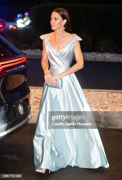 Catherine, Duchess of Cambridge attend a reception hosted by the Governor General at Baha Mar Resort on March 25, 2022 in Nassau, Bahamas.