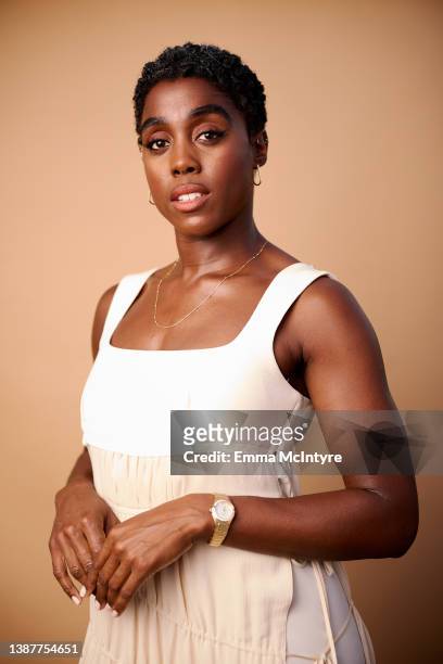 Lashana Lynch poses at the IMDb Portrait Studio during the 15th Annual Women In Film Oscar Nominees Party at Thompson Hollywood on March 25, 2022 in...