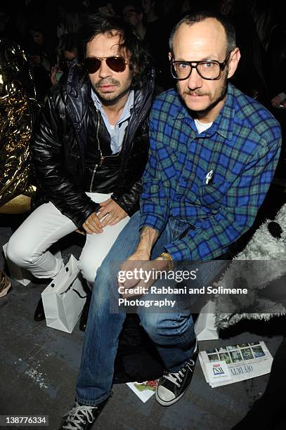 Olivier Zahm and photographer Terry Richardson attends the Alexander Wang Fall 2012 fashion show during Mercedes-Benz Fashion Week at Pier 94 on...