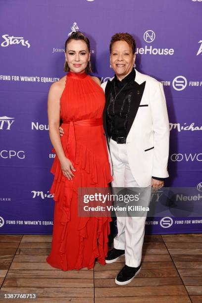 Alyssa Milano annd Nevada State Senator Pat Spearman attend No Time Limits on Equality at NeueHouse Hollywood on March 25, 2022 in Hollywood,...