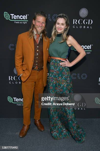 Jeff Garner and Haley Strode attend the RCGD Global Pre-Oscars event at Smogshoppe on March 25, 2022 in Los Angeles, California.