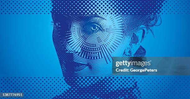 illustrations, cliparts, dessins animés et icônes de scanner oculaire de sécurité - iris scanner