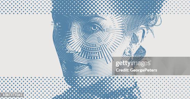 illustrations, cliparts, dessins animés et icônes de scanner oculaire de sécurité - iris scanner