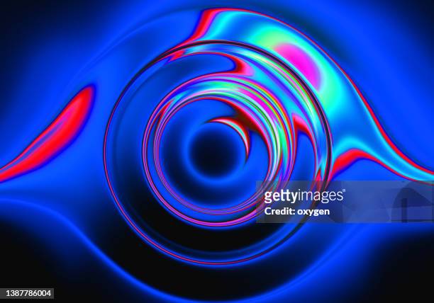colorful neon abstract swirl fluid blue wave background. morphing shape curve like eye flowing dynamic on black background - black eye 個照片及圖片檔