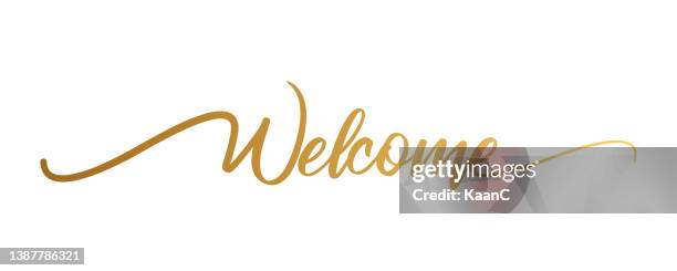 ilustraciones, imágenes clip art, dibujos animados e iconos de stock de bienvenido dibujado a mano pinceladas. ilustración de stock - welcome sign