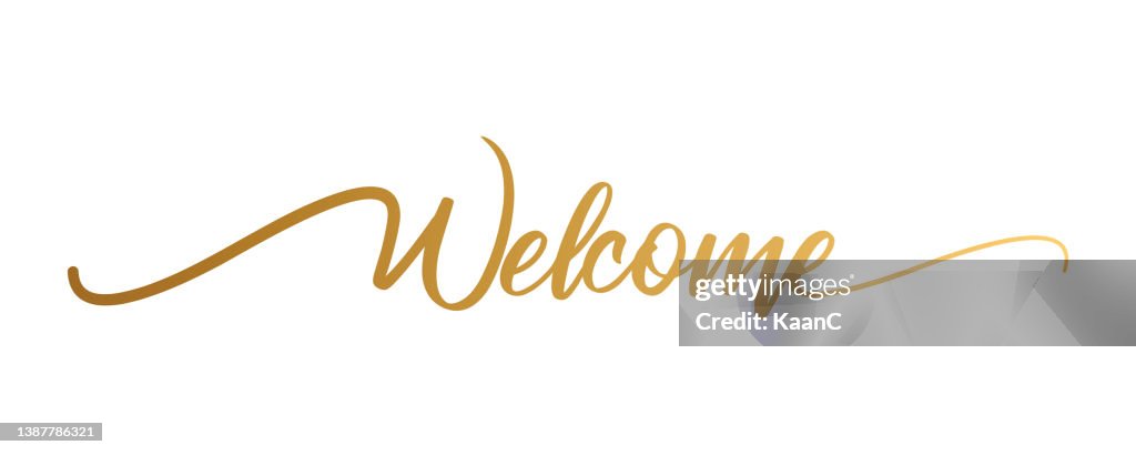 Welcome hand drawn brush lettering. stock illustration