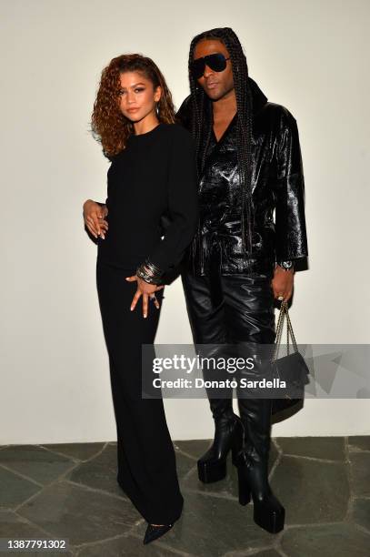 Zendaya and Law Roach attend the SAINT LAURENT Pre-Oscars Event Hosted By Anthony Vaccarello on March 25, 2022 in Los Angeles, California.
