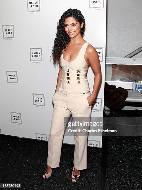 Personaliry Camila Alves attends the Herve Leger by Max Azria Fall 2012 fashion show during Mercedes-Benz Fashion Week at the The Theatre at Lincoln...