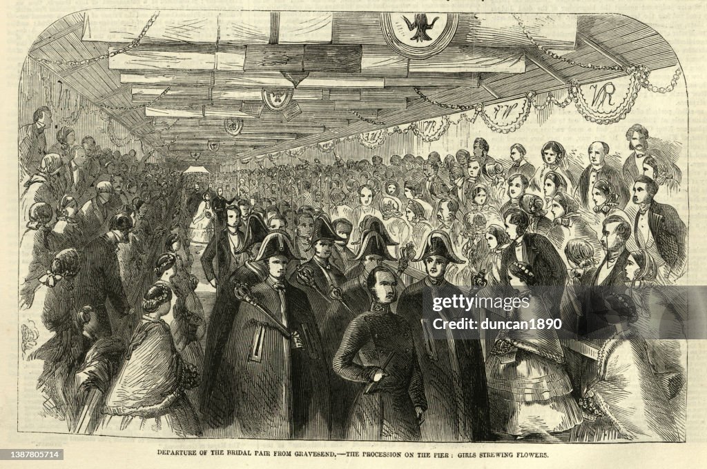 Prince and Princess Frederick William (Victoria, Princess Royal) Procession on the Pier Gravesend, 1858, 19th Century