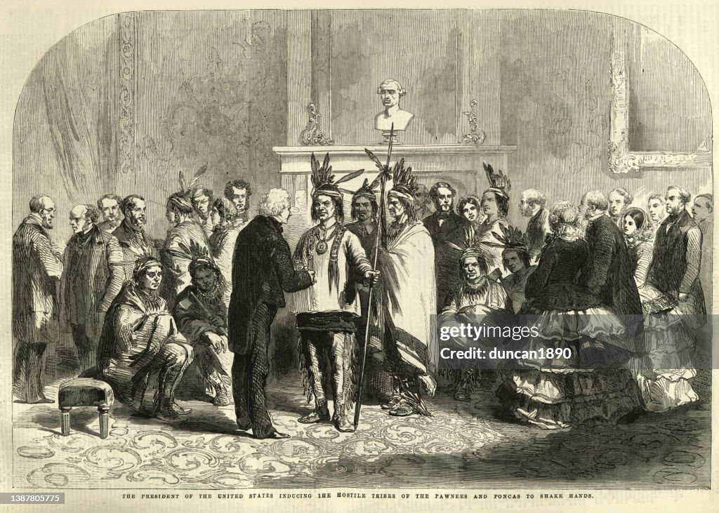 James Buchanan U.S. President meeting chief's of the Pawnees and Poncas, 1858, 19th Century