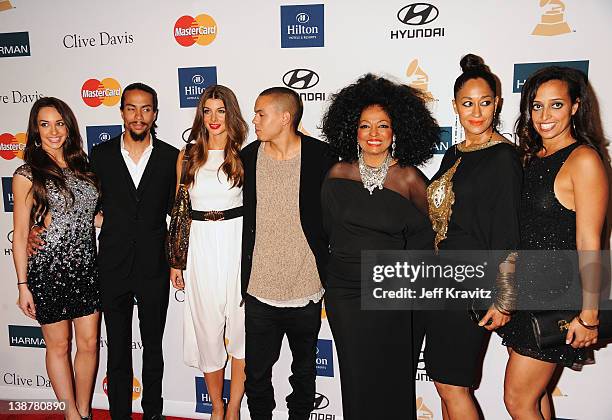 Actress/Singer Diana Ross Evan Ross, Tracee Ellis Ross, Chudney Ross, Ross Arne Naess and guests arrive at Clive Davis and the Recording Academy's...