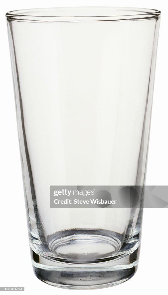 An empty pint drinking glass