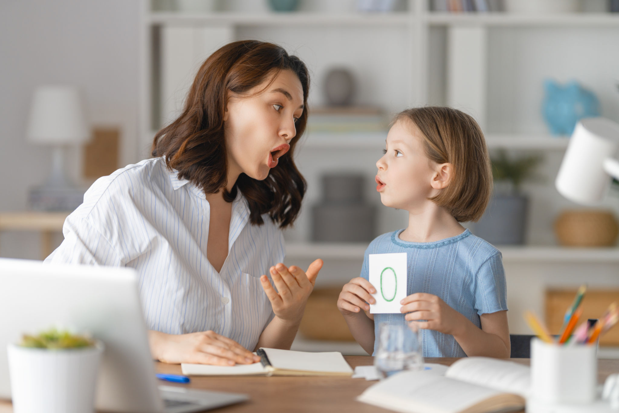 Girl doing homework or online education. Girl doing homework or online education.