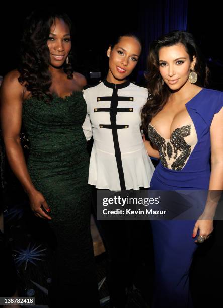 Serena Williams, Alicia Keys and Kim Kardashian attend Clive Davis And The Recording Academy's 2012 Pre-GRAMMY Gala And Salute To Industry Icons...
