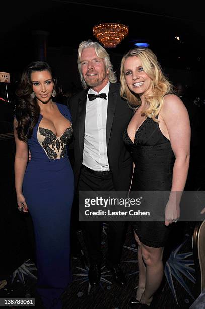 Personality Kim Kardashian, Sir Richard Branson and singer Brittany Spears attend Clive Davis and The Recording Academy's 2012 Pre-GRAMMY Gala and...