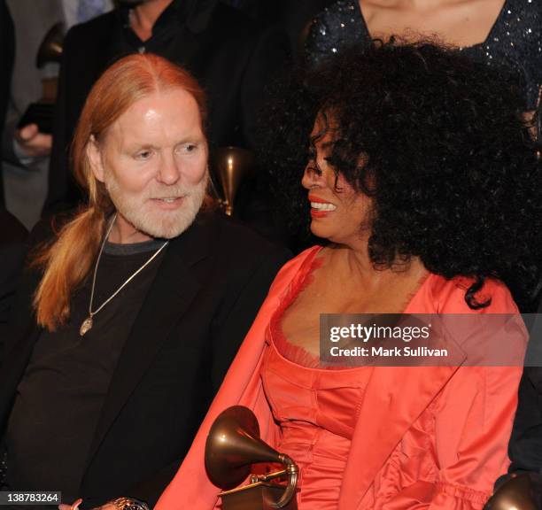 Lifetime Achievement Award winners Gregg Allman and Diana Ross following The 54th Annual GRAMMY Awards - Special Merit Awards Ceremony at The...