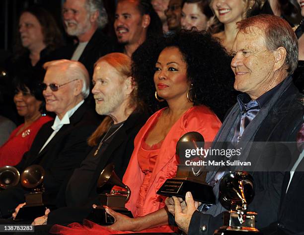 Lifetime Achievement Award winners George Jones, Gregg Allman, Diana Ross and Glen Campbell follwing The 54th Annual GRAMMY Awards - Special Merit...