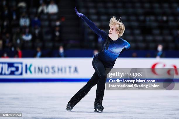 Daniel Grassl of Italy competes in the Men's Free Skating during day 4 of the ISU World Figure Skating Championships at Sud de France Arena on March...