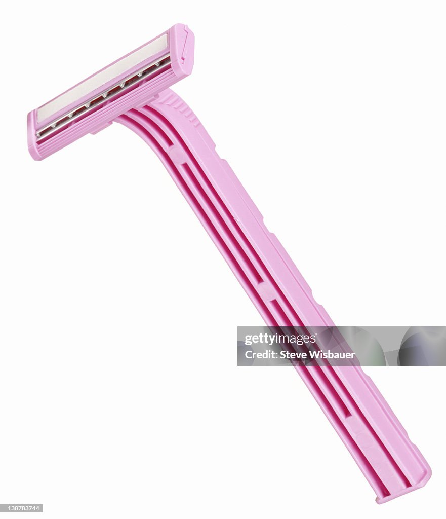 A pink lady's disposable safety razor