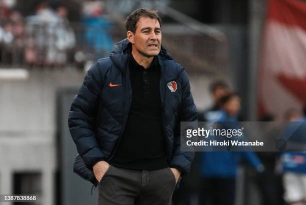 Rene Weiler,coach of Kashima Antlers looks on during the J.LEAGUE YBC Levain Cup Group A match between Kashima Antlers and Gamba Osaka at Kashima...
