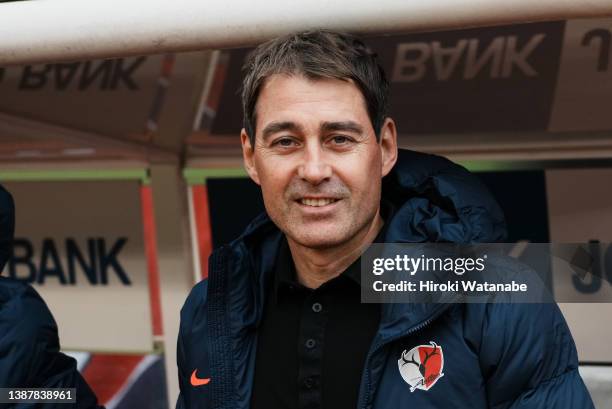 Rene Weiler,coach of Kashima Antlers looks on prior to the J.LEAGUE YBC Levain Cup Group A match between Kashima Antlers and Gamba Osaka at Kashima...