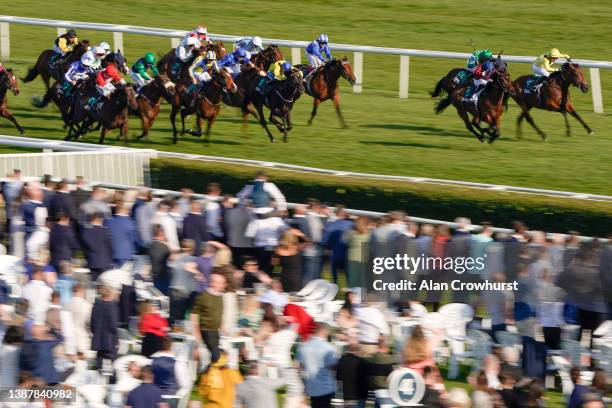 Silvestre De Sousa riding Johan win The SBK Lincoln at Doncaster Racecourse on March 26, 2022 in Doncaster, England.