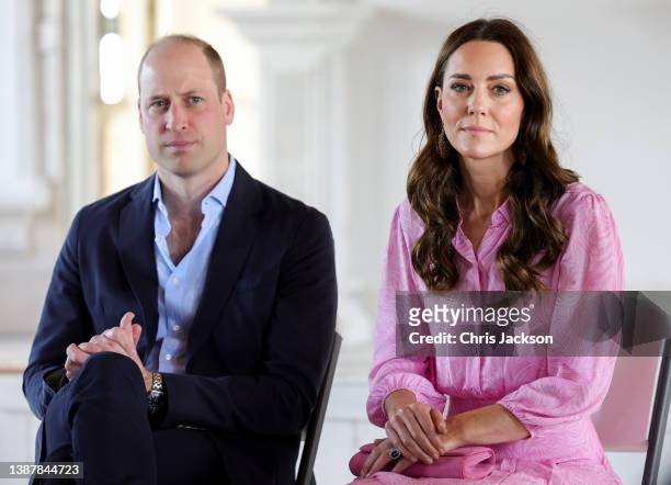 Prince William, Duke of Cambridge and Catherine, Duchess of Cambridge during a visit to Daystar Evangelical Church on March 26, 2022 in Great Abaco,...