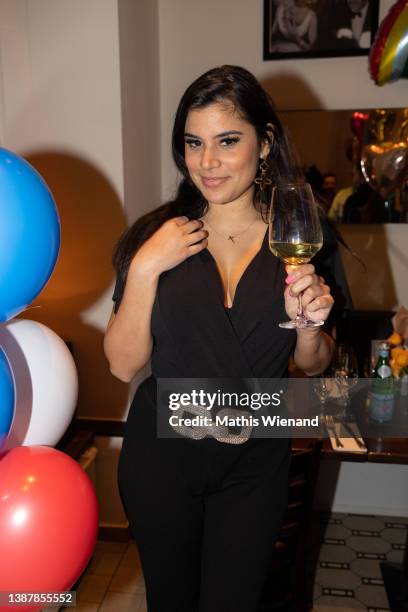 Tanja Tischewitsch was seen at Justus Toussis Birthday Party on March 19, 2022 in Duesseldorf, Germany.