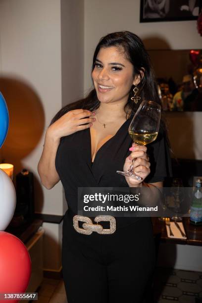 Tanja Tischewitsch was seen at Justus Toussis Birthday Party on March 19, 2022 in Duesseldorf, Germany.