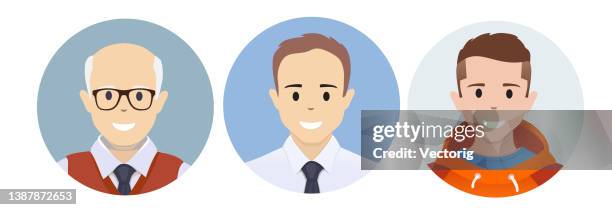 stockillustraties, clipart, cartoons en iconen met cartoon people avatar icon set - familie met meerdere generaties