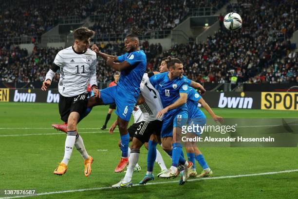 Kai Havertz of Germany scores their team's first goal during the International Friendly match between Germany and Israel at PreZero-Arena on March...