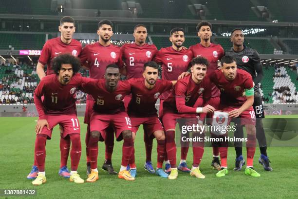 Qatar staring eleven before the international friendly match between Qatar and Bulgaria at Education City Stadium on March 26, 2022 in Doha, Qatar.