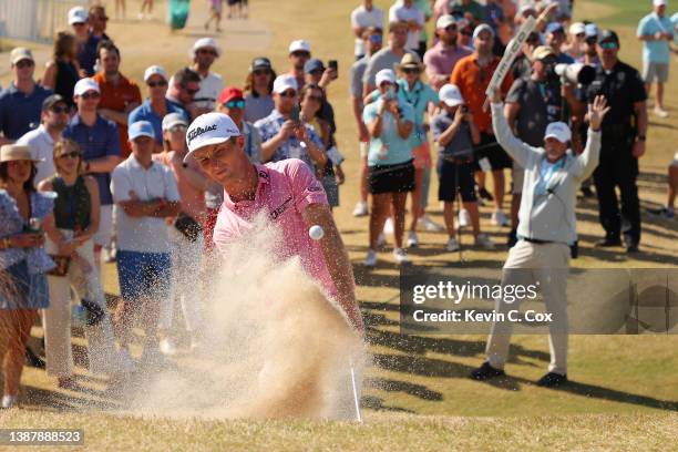 Will Zalatoris of the United States plays a shot on the 14th hole in his quarterfinal match against Kevin Kisner of the United States on the fourth...