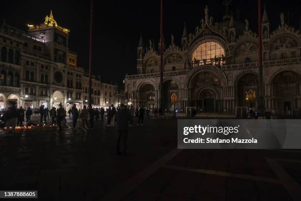 St. Mark's Square in the dark during Earth Hour, WWF's global initiative, major squares around the world will remain dark for one hour to raise...