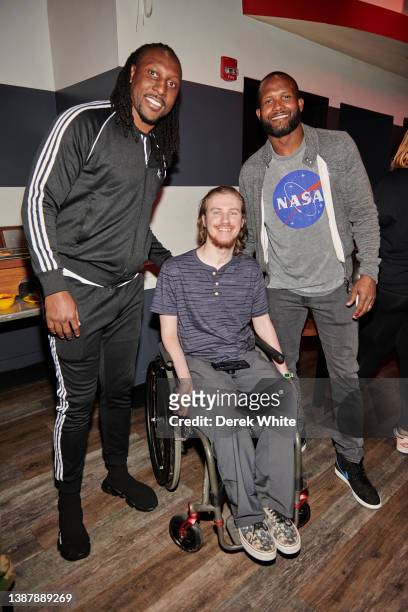 Roddy White, Cougar Clifford, and Champ Bailey attend the 2nd Annual Payton Warrick Foundation Celebrity Bowling Tournament at Bowlmor Atlanta on...