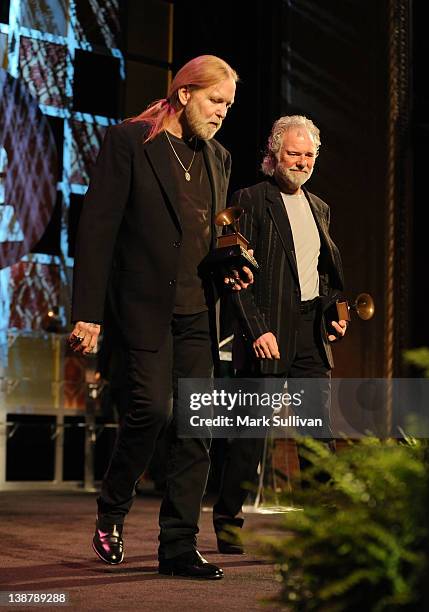 Lifetime Achievement Award winners Gregg Allman and Chuck Leavell accept their GRAMMY at The 54th Annual GRAMMY Awards - Special Merit Awards...