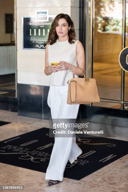 Luisa Ranieri is seen wearing a Fendi look on March 26, 2022 in Los Angeles, California.