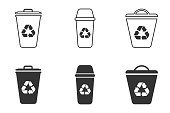 Recycling bin icons with recycle logo isolated on white background. Trash bin. Vector illustration.