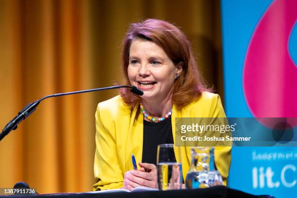 Annette Frier during the lit.COLOGNE International Literature Festival 2022 on March 26, 2022 in Cologne, Germany.