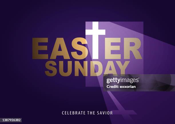 easter sunday he is risen - empty tomb jesus stock illustrations