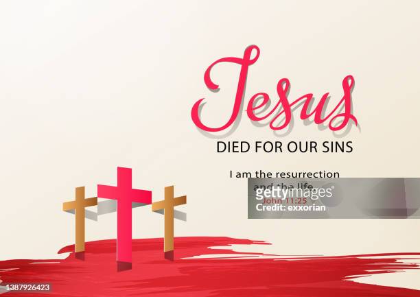 bildbanksillustrationer, clip art samt tecknat material och ikoner med jesus died for our sins - resurrection religion