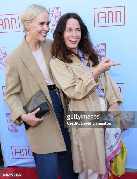 Sarah Paulson and Elizabeth Reaser attend the opening night performance of "ANN" at Pasadena Playhouse on March 26, 2022 in Pasadena, California.