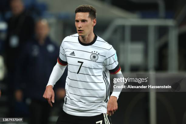 Julian Draxlerof Germany looks on during the international friendly match between Germany and Israel at PreZero-Arena on March 26, 2022 in Sinsheim,...