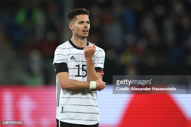 Julian Weigl of Germany looks on during the international friendly match between Germany and Israel at PreZero-Arena on March 26, 2022 in Sinsheim,...