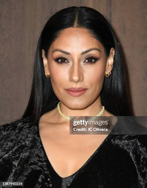 Tehmina Sunny attends Energy Independence Now and Global Green USA host green pre-Oscar party at Petersen Automotive Museum on March 26, 2022 in Los...