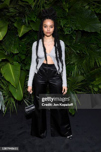 Whitney Peak attends the CHANEL and Charles Finch Pre-Oscar Awards Dinner at the Polo Lounge on March 26, 2022 in Beverly Hills, California.